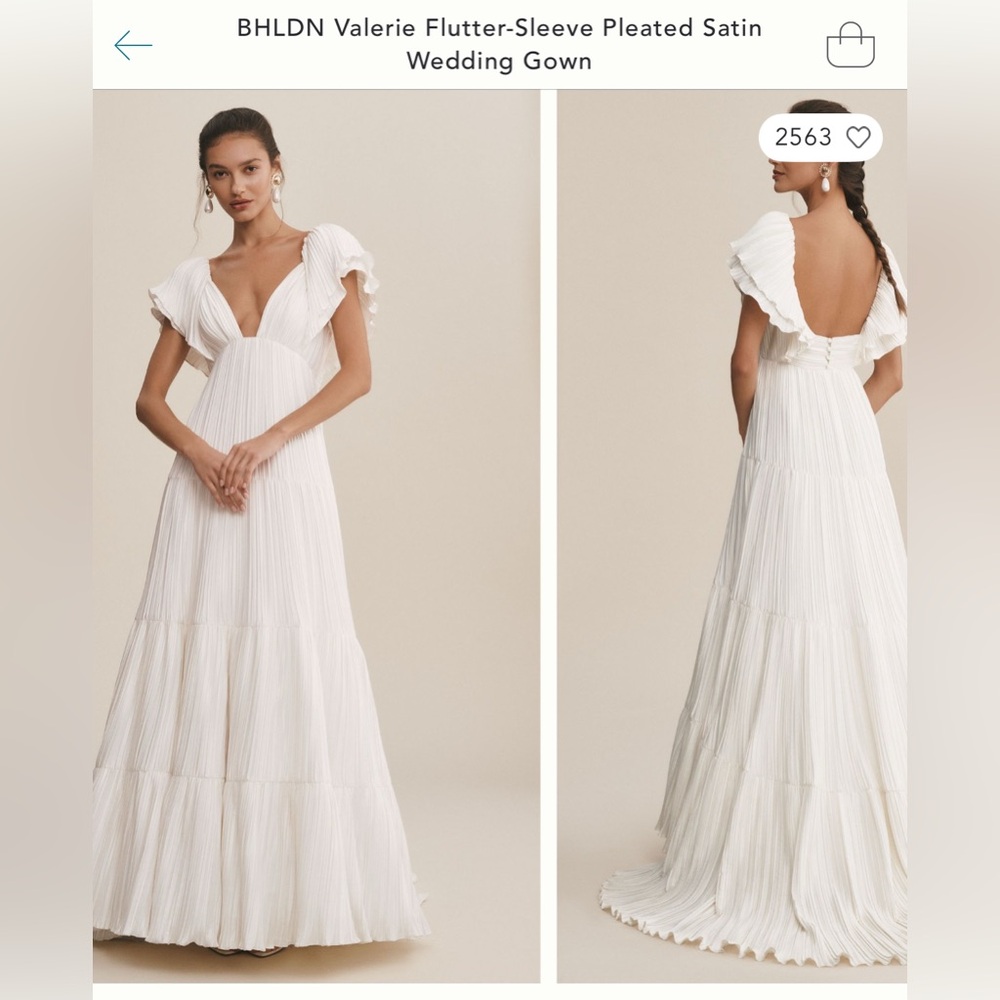 BHLDN White Flutter-Sleeve Wedding Gown